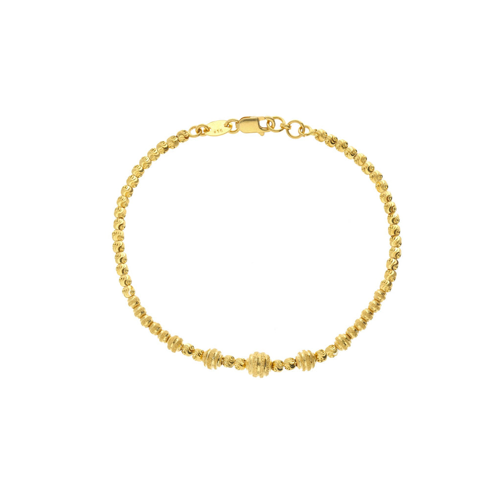 22K Yellow Gold Link Peace Bracelet W/ Varied Gold Ball Design, 8.9 grams | 


Elegant wrist jewellery crafted exclusively in yellow gold.This gorgeous 22K yellow gold brace...