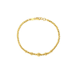 22K Yellow Gold Link Peace Bracelet W/ Varied Gold Ball Design, 8.9 grams