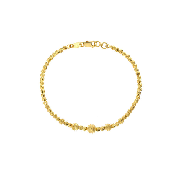 22K Yellow Gold Link Peace Bracelet W/ Varied Gold Ball Design, 8.9 grams | 


Elegant wrist jewellery crafted exclusively in yellow gold.This gorgeous 22K yellow gold brace...