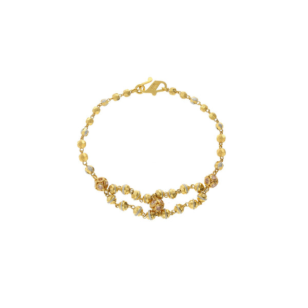 22K Yellow Gold Double Strand Link Peace Bracelet W/ Cubic Zirconia, 9 grams | 


A dainty bracelet crafted elegantly with a mix of yellow and white gold. This chic gold bracel...