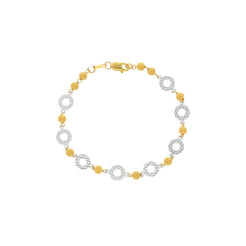 22K Yellow Gold Link Peace Bracelet W/ White Gold Disc Accents, 6.5 grams