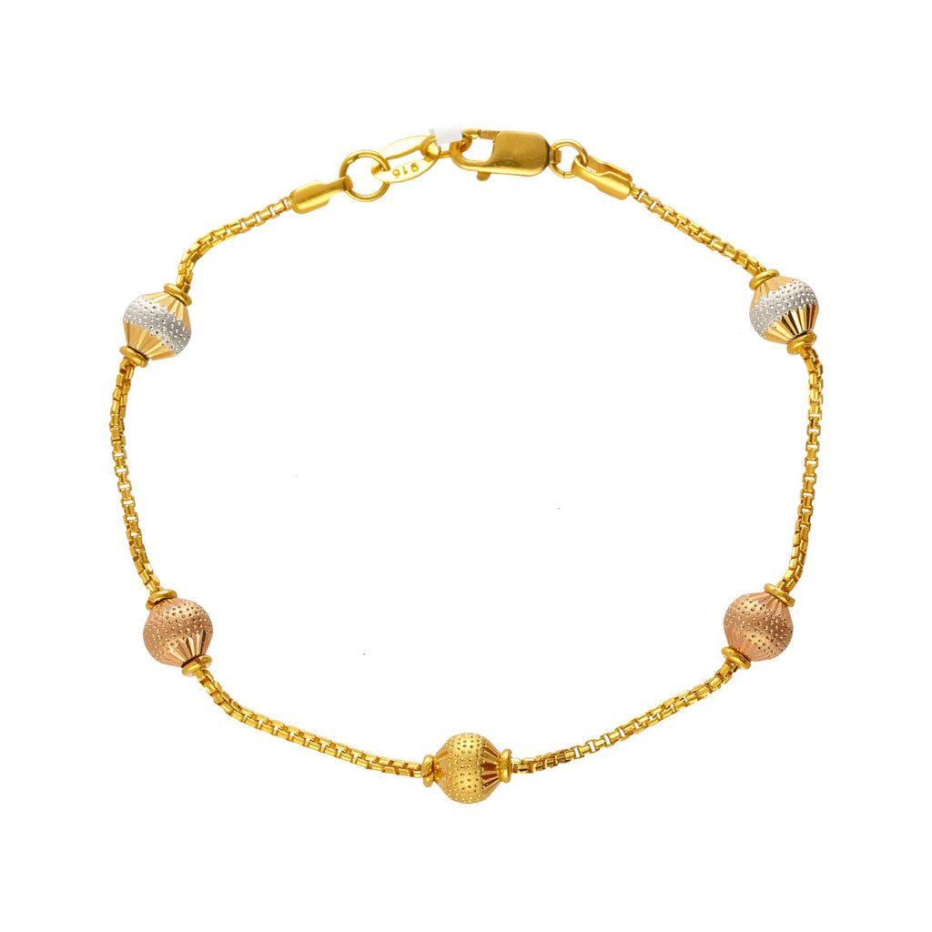 22K Multi-Tone Gold Alisha Beaded Bracelet | 
The 22K Multi-Tone Gold Alisha Beaded Bracelet is the perfect everyday bracelet for women. The d...