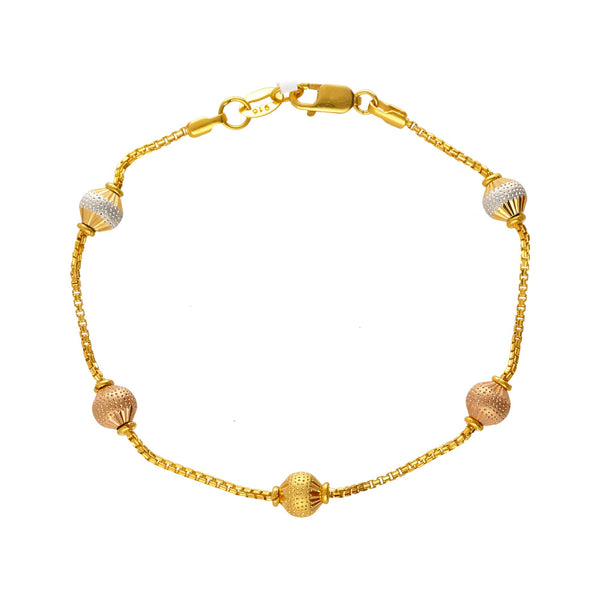 22K Multi-Tone Gold Alisha Beaded Bracelet | 
The 22K Multi-Tone Gold Alisha Beaded Bracelet is the perfect everyday bracelet for women. The d...