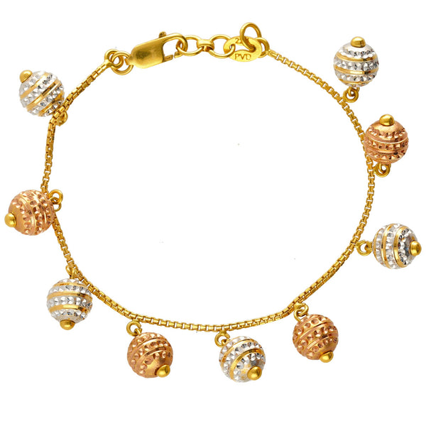 22K Multi-Tone Gold Jenya Beaded Bracelet | 
Our 22K Multi-Tone Gold Jenya Beaded Bracelet's dainty gold beads and feminine design looks grea...