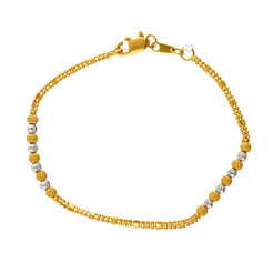22K Yellow & White Gold Half Beaded Bracelet