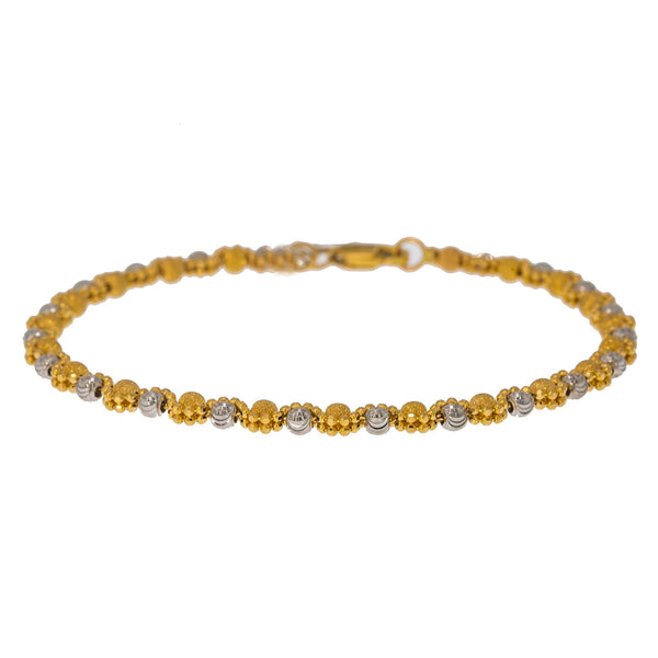 22K Multi Tone Gold Adjustable Bracelet W/ Double Beaded Strand | Create bold accents with radiant blends of gold colors and unique jewelry designs such as this 22...