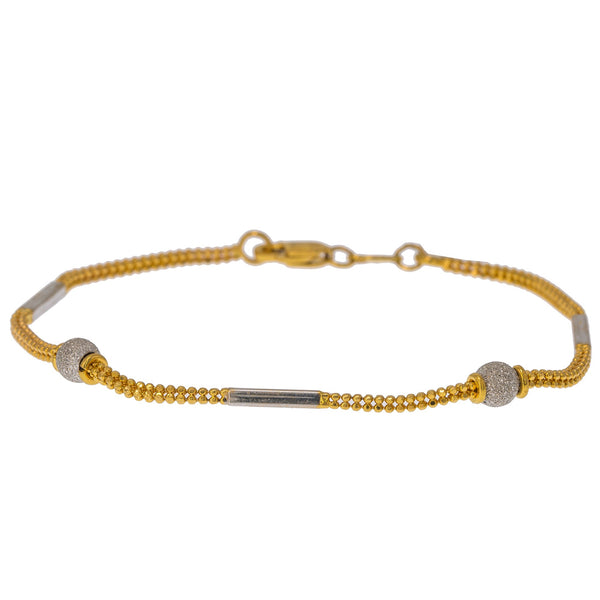 22K Multi Tone Gold Adjustable Bracelet W/ Pipe, Ball & Clustered Beads | Create bold accents with radiant blends of gold colors and unique jewelry designs such as this 22...