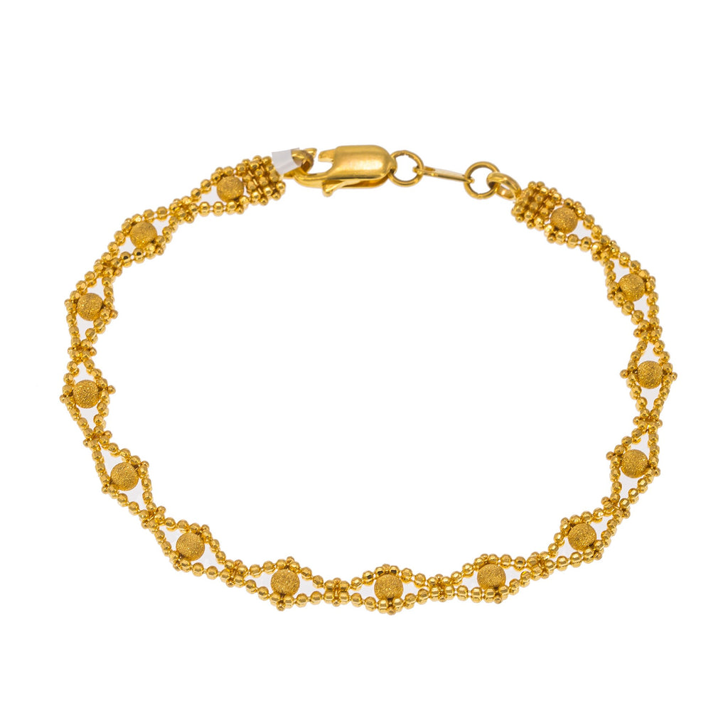 22K Yellow Gold Adjustable Bracelet W/ Diamond Framing Beaded Strand | Create bold accents with radiant blends of gold colors and unique jewelry designs such as this 22...