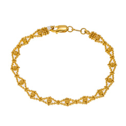 22K Yellow Gold Adjustable Bracelet W/ Diamond Framing Beaded Strand