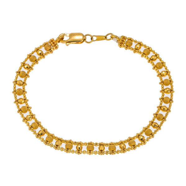 22K Yellow Gold Adjustable Bracelet W/ Train Track Beaded Design | Create bold accents with radiant blends of gold colors and unique jewelry designs such as this 22...