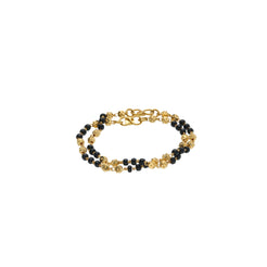 22K Yellow Gold Baby Bracelets Set of 2 W/ Gold Shamballa Beads & Black Beads, 5.1 grams