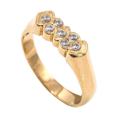 22K Yellow Gold Ring W/ Abstract Bezel Set CZ Gem Design