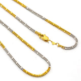22K Multi Tone Gold Chain W/ Yellow & White Stacked Beaded Link | Add stunning white and yellow gold to any outfit with this gorgeous beaded link chain for women f...