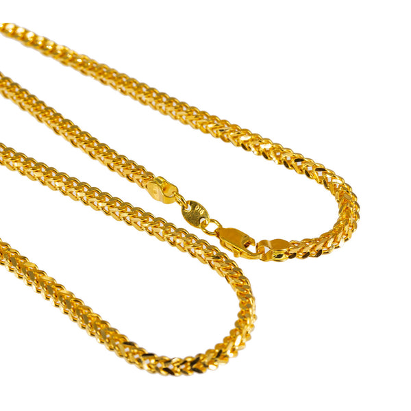 22K Yellow Gold Long Chain W/ Flat Wheat Link | Treat yourself to something elegant when you buy a 22K gold chain from Virani Jewelers!

Perfect ...