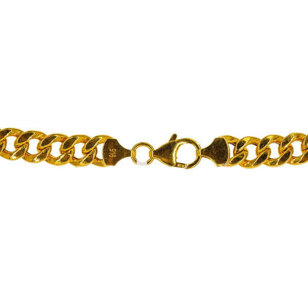 22K Yellow Gold Cuban Link Chain | Add a hint of masculine chic to your chosen attire with this 22K yellow gold Cuban link chain for...