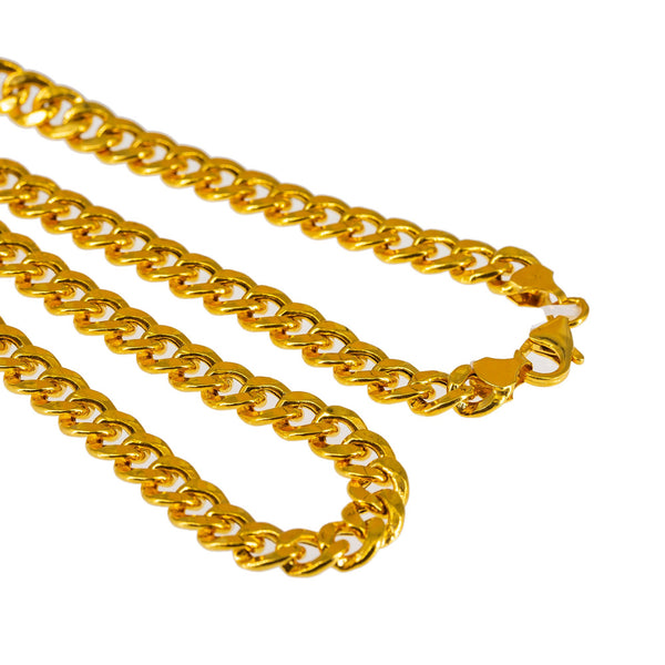 22K Yellow Gold Cuban Link Chain | Add a hint of masculine chic to your chosen attire with this 22K yellow gold Cuban link chain for...