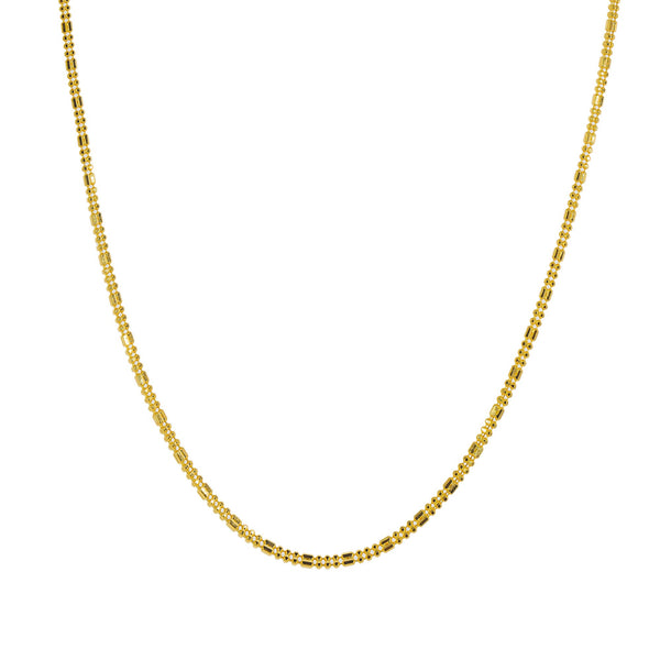 An image of the Virani 22K gold chain with capsule and ball beads. | Take any outfit to the next level with a 22K gold chain from Virani Jewelers!
 

Made with flawle...