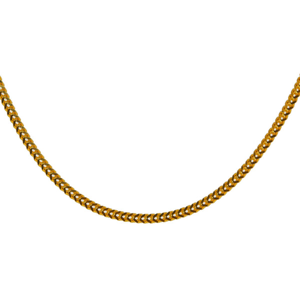 22K Yellow Gold Long Chain W/ Wheat Link Chain, 24 Inches | Take your look to the far edge with this layering 22K yellow gold extra-long wheat link chain fro...