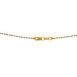 An image of the lobster claw closure on the 22K gold chain with round beads from Virani Jewelers. | Combine simplicity with elegance when you wear this gorgeous Multi Tone Gold Bead Ball Chain Neck...