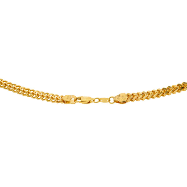 An image of the lobster claw clasp of the 22K gold chain with rounded wheat links from Virani. | Treat yourself to a timeless 22K gold chain from Virani Jewelers!

Features a rounded wheat link
...