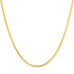 An image of the rounded wheat link 22K gold chain from Virani Jewelers.