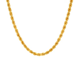 An image of the Virani Jewelers twisted rope 22K gold chain.