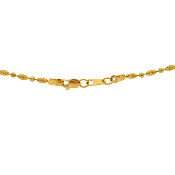 A close-up image of the lobster claw clasp on the 22K gold chain from Virani Jewelers. | Add the perfect amount of elegance to your wardrobe with this 22K gold chain from Virani Jewelers...