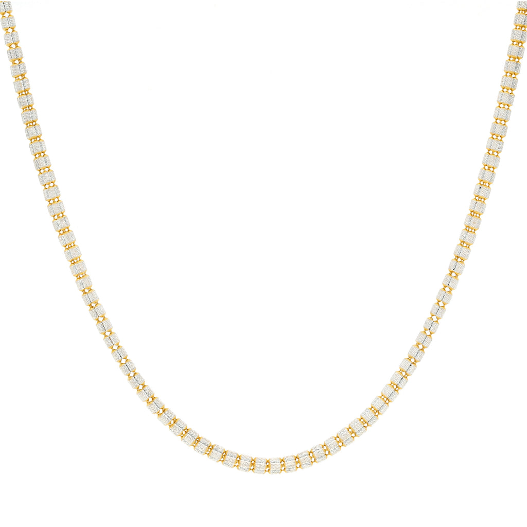 22K Multi Tone Rounded Link Chain W/ Stacked Oblong Beads, 16 inches | Express your elegant style with this 22K gold chain from Virani Jewelers!Features:• A rounded lin...