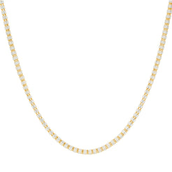 22K Multi Tone Rounded Link Chain W/ Stacked Oblong Beads, 16 inches