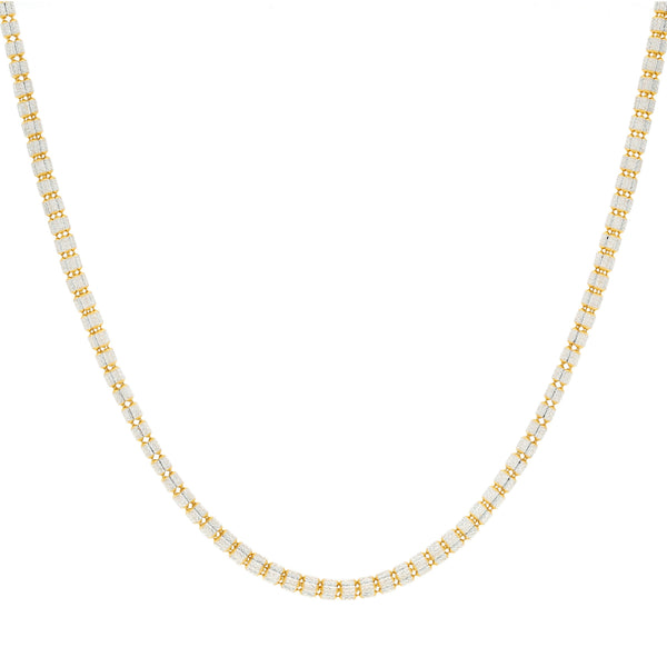 22K Multi Tone Rounded Link Chain W/ Stacked Oblong Beads, 16 inches | Express your elegant style with this 22K gold chain from Virani Jewelers!Features:• A rounded lin...