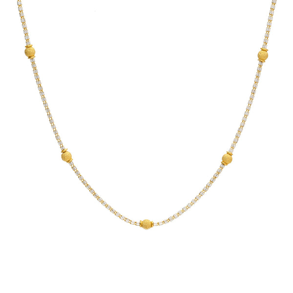 22K Gold Chain in multicolor, 22 inches | 



22K Yellow Gold Chain W/Beaded Strand. This exquisite chain includes a beaded chain  with lit...