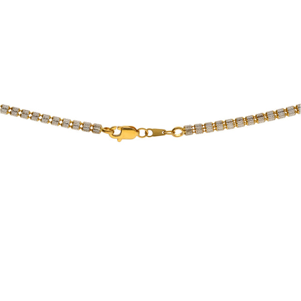 22K Multitone Gold Chain W. Length 18inches | 



22K Yellow Gold Chain W/Rounded Short Bead Link for ladies. This brilliant gold chain include...