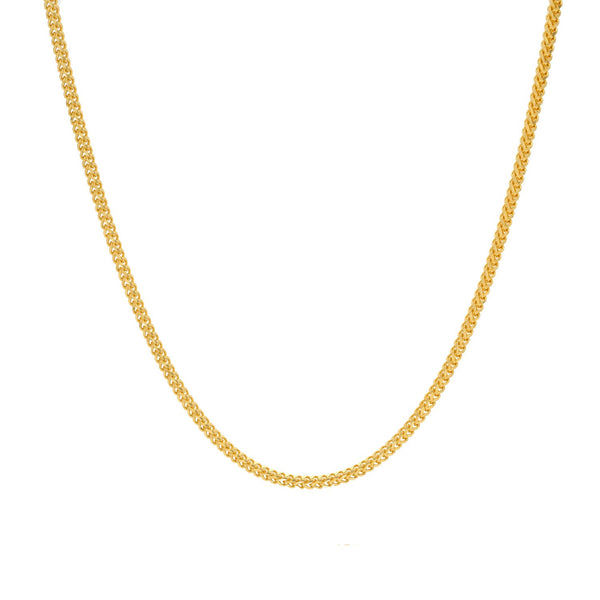 22K Yellow Gold Foxtail Chain, Length 20inches | Get yourself a chain that is as versatile as this gold chain. This 22K gold chain goes perfectly ...