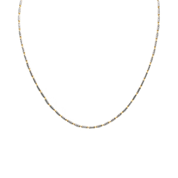 22K Multi Tone Gold Chain W/ Long Textured Beads | Add an elegant and sophisticated element to any outfit with this incredible multi-tone gold chain...