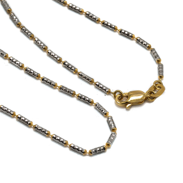 22K Multi Tone Gold Chain W/ Long Textured Beads | Add an elegant and sophisticated element to any outfit with this incredible multi-tone gold chain...