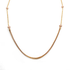 22K Multi Tone Gold Ball Chain W/ Rose Gold Balls & Draped Link Chains, 10.95gm