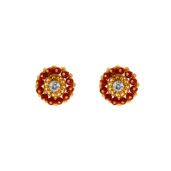 22K Yellow Gold Red Ekanta Studs