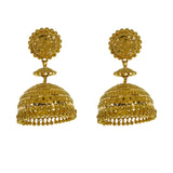 22K Yellow Gold Jhumki Drop Earrings W/ Beaded Filigree & Halo Cap Accent | Blend the extraordinary elements of gold and tradition in unique designs such as these 22K yellow...