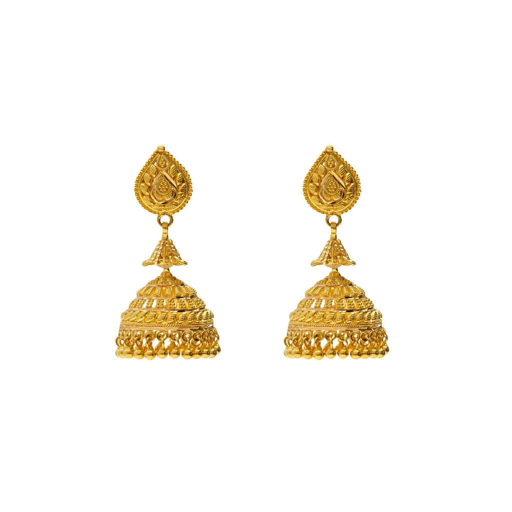 22K Yellow Gold Radiant Jhumki Earrings | 


Show off your cultural pride with a classic pair of indian gold Jhumki earrings! The 22K Yello...