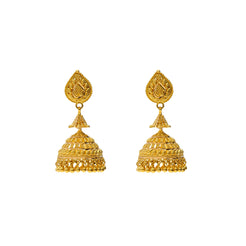 22K Yellow Gold Radiant Jhumki Earrings
