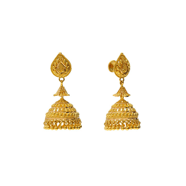 22K Yellow Gold Radiant Jhumki Earrings | 


Show off your cultural pride with a classic pair of indian gold Jhumki earrings! The 22K Yello...
