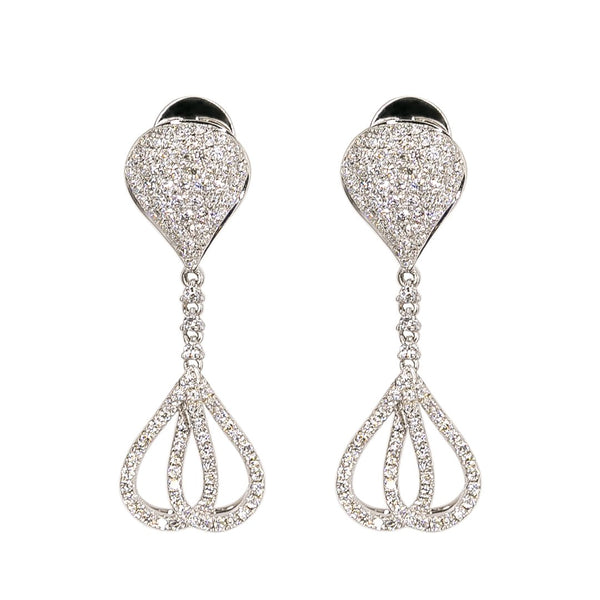18K White Gold Diamond Earrings W/ 1.23 ct Diamonds & Double Loop Design | 18K White Gold Diamond Earrings W/ 1.23 ct Diamonds & Double Loop Design for women. Dare to s...