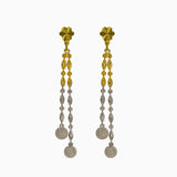 22K Multi Tone Gold Earrings W/ Tassels & White Gold Glass Blast Balls |  22K Multi Tone Gold Earrings W/ Tassels & White Gold Glass Blast Balls for women. These eleg...