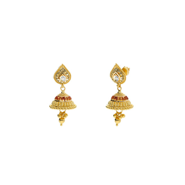 22K Yellow Gold Jhumki Drop Earrings W/ Meenakari Details & Flower Decals | 



Add feminine accents to your cherished gold designs to make them much more like these radiant...