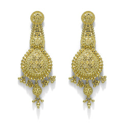 22K Yellow Gold Drop Earrings W/ Filigree & Dangling Gold Balls