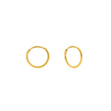 An image of two 22K gold earrings with a hammered design and an infinity closure from Virani Jewelers. | Complete your look with these 22K gold earrings from Virani Jewelers!

Features a hammered design...