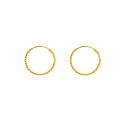 22K Yellow Gold Hammered Hoops, 1.7 Grams