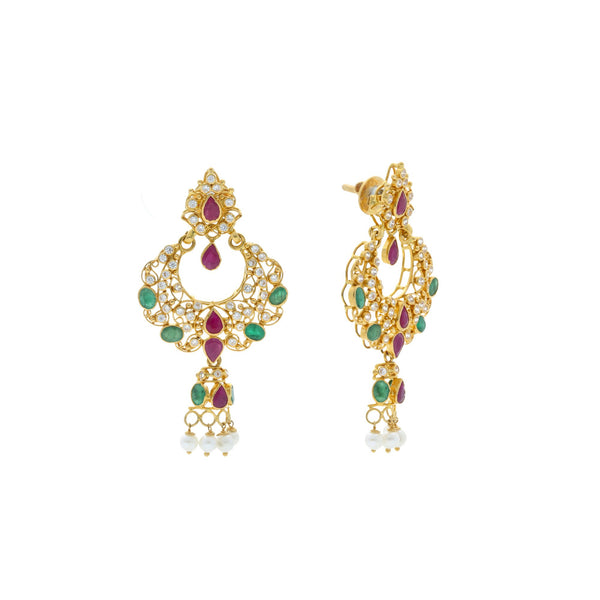 22K Yellow Gold Hoop Earrings W/Rubies,Emeralds,CZ and pearls with Dreamcatcher Design | 


Keep your occasional events a little more beautiful with this pair of dazzling earrings. These...