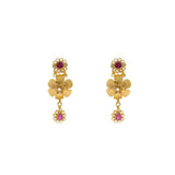 22K Yellow Gold Flower Shaped Hanging Earrings Finely Detailed W/ Ruby & Cubic Zirconia, 11.4 grams | 


Exude Indian traditional elegance and style as you wear these magnificent gold earrings! Get t...