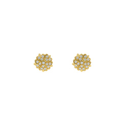 22K Yellow Gold Dangling & Detailed Stud Earrings W/ Cubic Zirconia, 7.8grams
